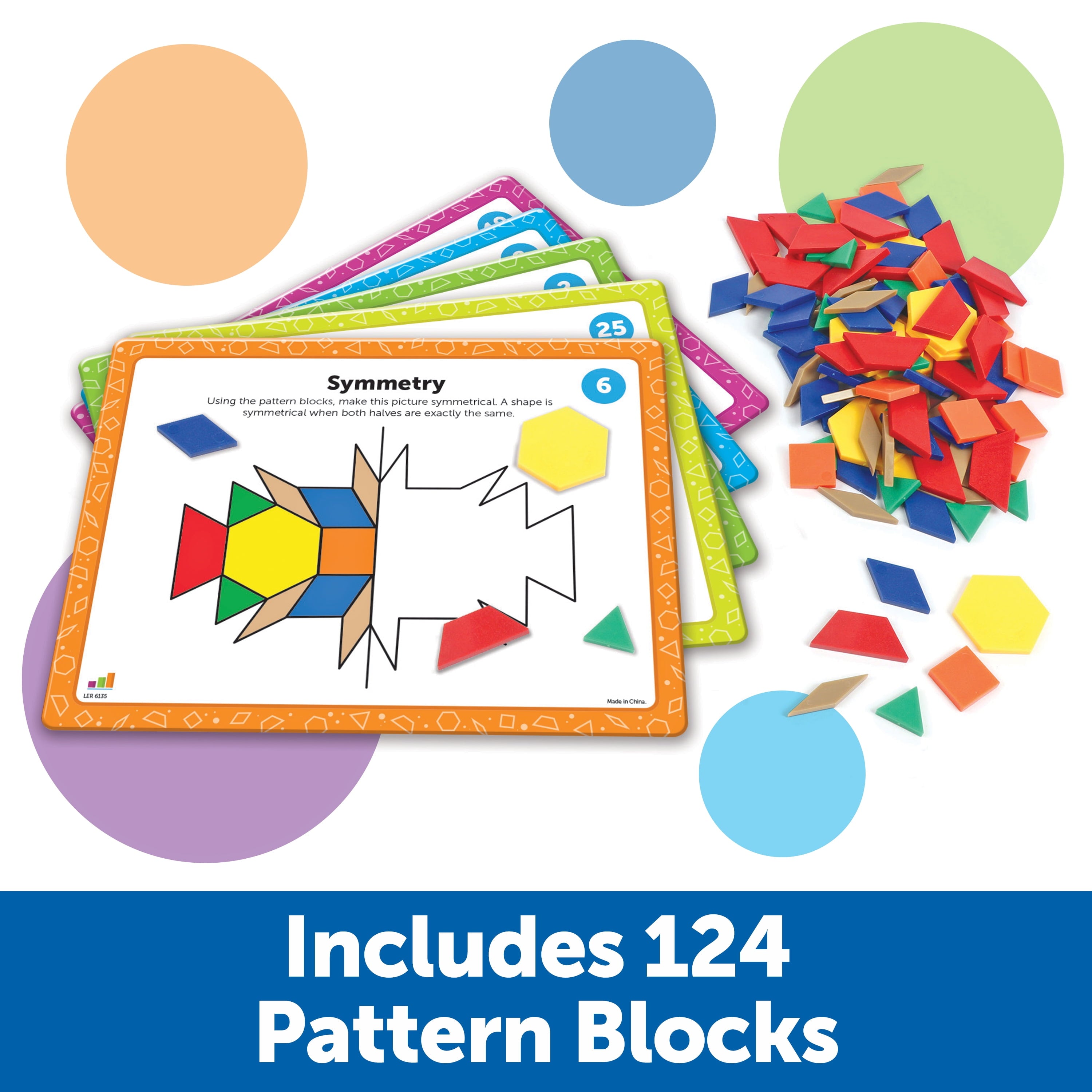 Pattern Block Math Activity Set - 144 Pieces, Math Activities for Boys and Girls Ages 5+