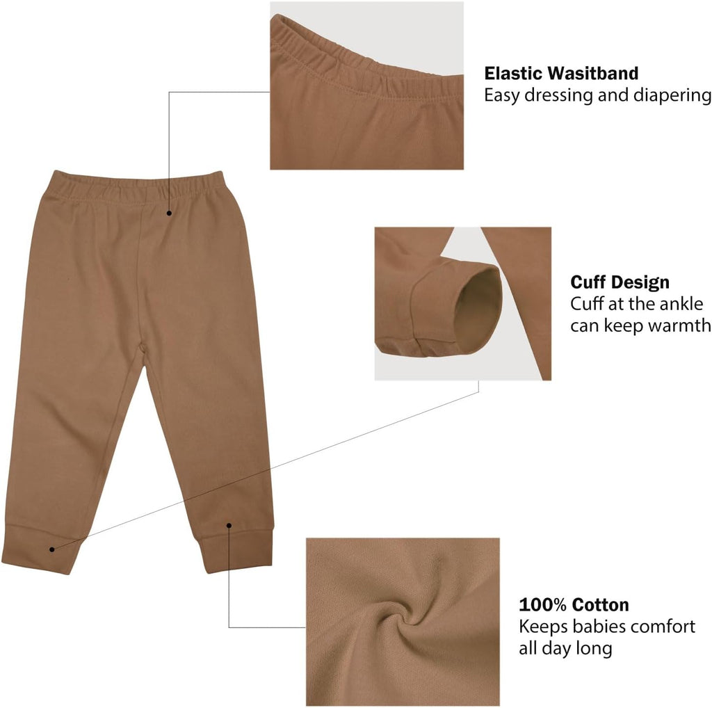 Solid Baby Sweatpants, Unisex Baby Toddler Cotton Crawling Pants for Newborn Boys Girls 0-24 Months