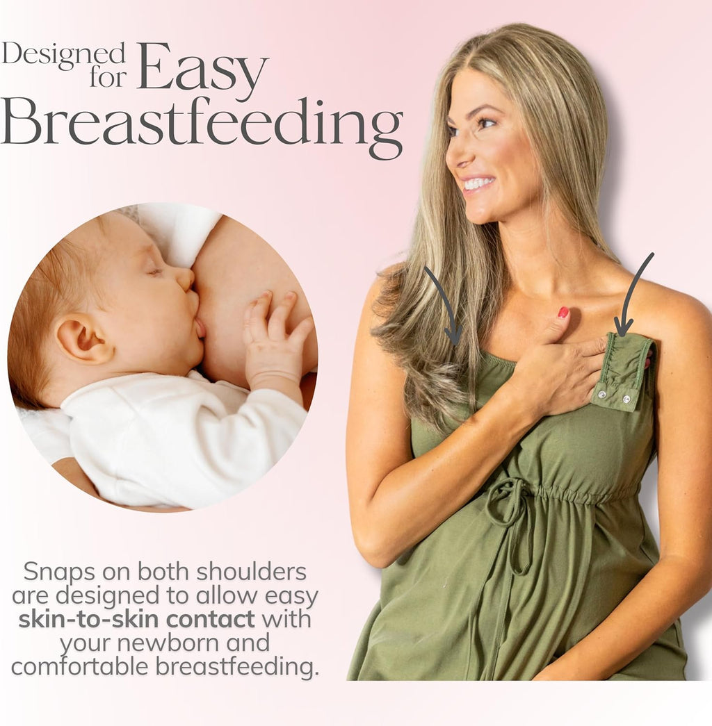 Labor and Delivery Gown for Hospital – 3-In-1 Labor/Delivery/Nursing Gown – Maternity Sleepwear