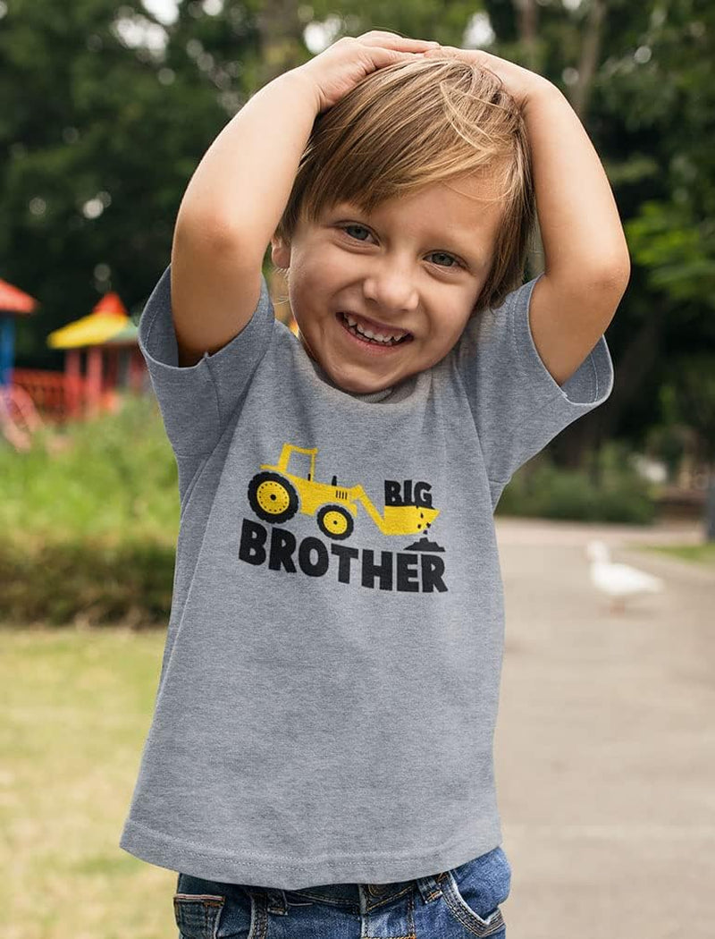 Big Brother & Little Bro Matching Tractor Outfits - Toddler T-Shirt & Baby Bodysuit - Sibling Gift for Boys