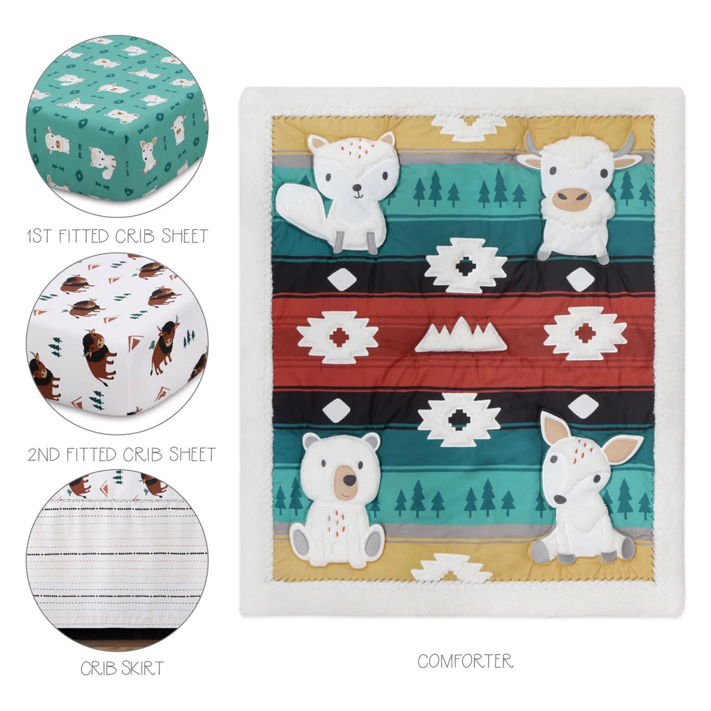 Organic Cotton Crib Bedding Set for Baby Boys, Western Woods, 4 Pieces