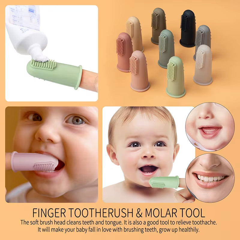 1Pcs Children Teether Oral Care Cleaning Brush Baby Health Finger Toothbrush New Born Baby Items Travel Portable Accessories