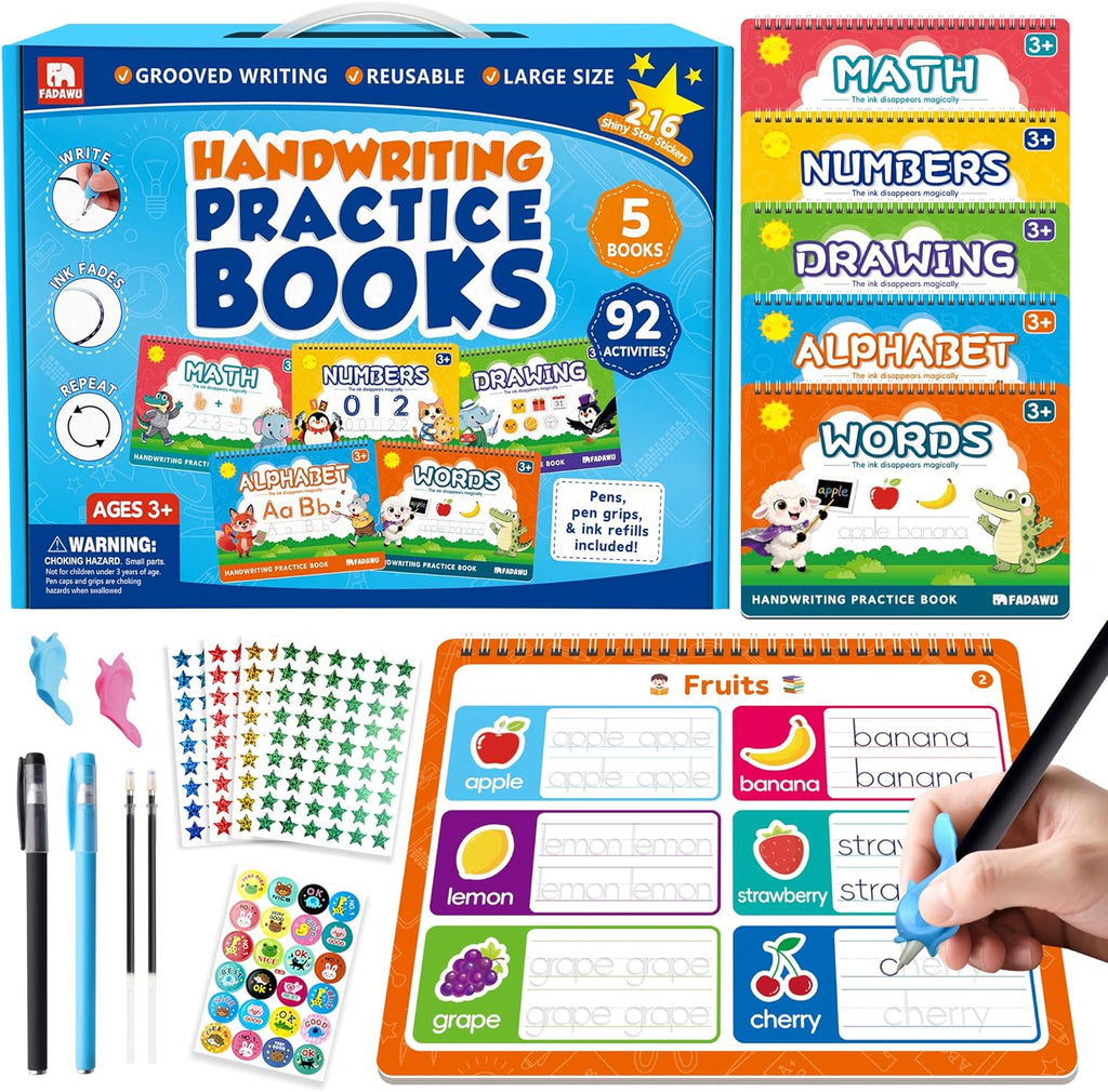Magic Grooved Writing Practice Books for Kids, Large Grooved Handwriting Copyboo