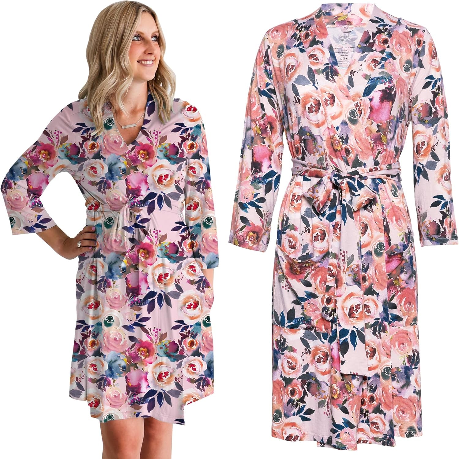 Maternity Robe for Hospital Delivery - Soft Viscose from Bamboo Postpartum Robe for Women Nursing & Lounging