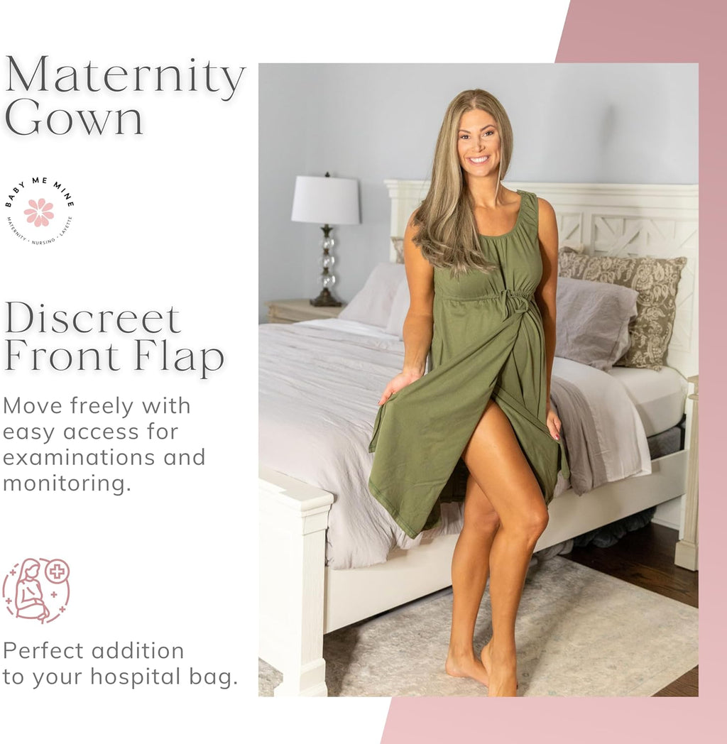 Labor and Delivery Gown for Hospital – 3-In-1 Labor/Delivery/Nursing Gown – Maternity Sleepwear