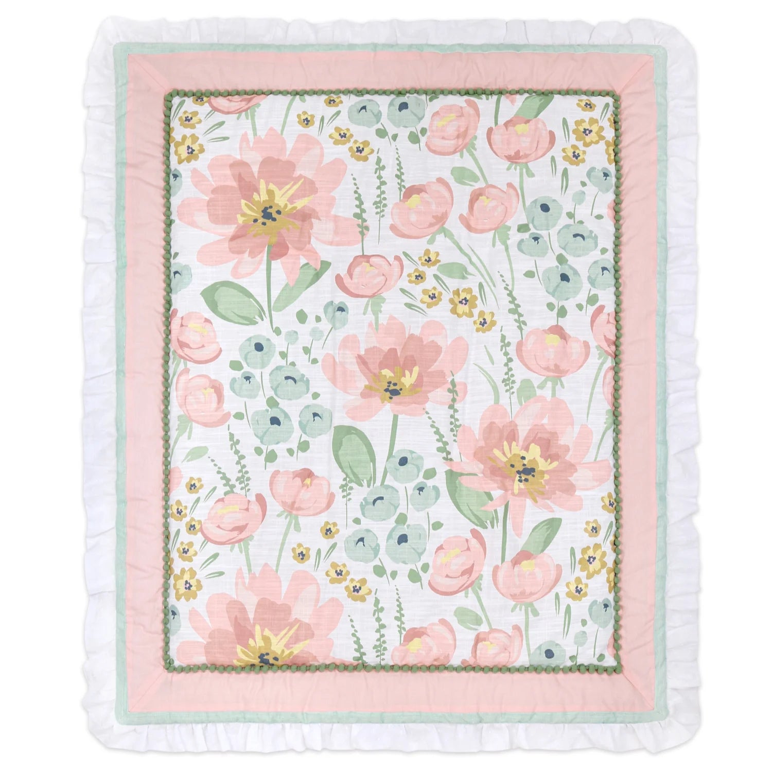 Organic Cotton Crib Bedding Set for Baby Girls, Wildflower, 4 Pieces