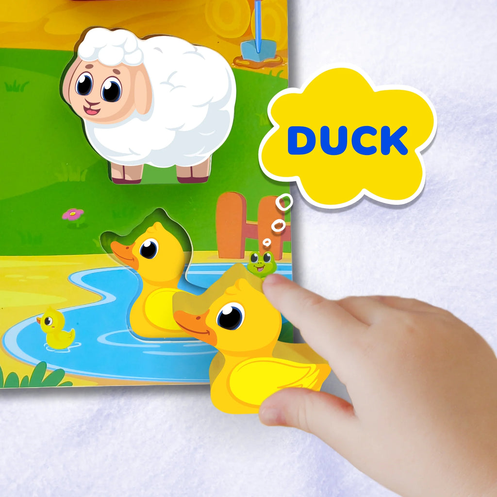 Farm Animal Toys for Kids, Wooden Puzzle Board, Toddler and Preschool Toys