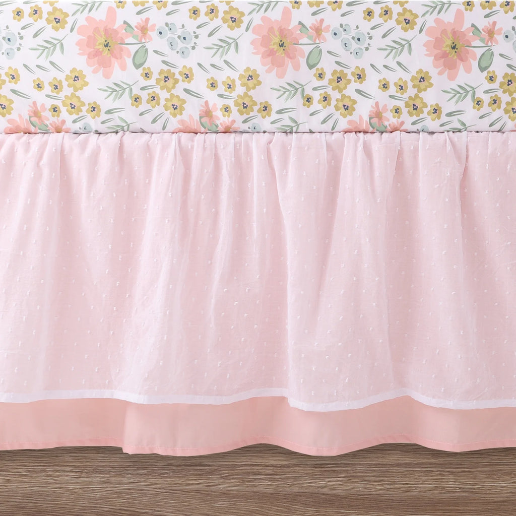 Organic Cotton Crib Bedding Set for Baby Girls, Wildflower, 4 Pieces