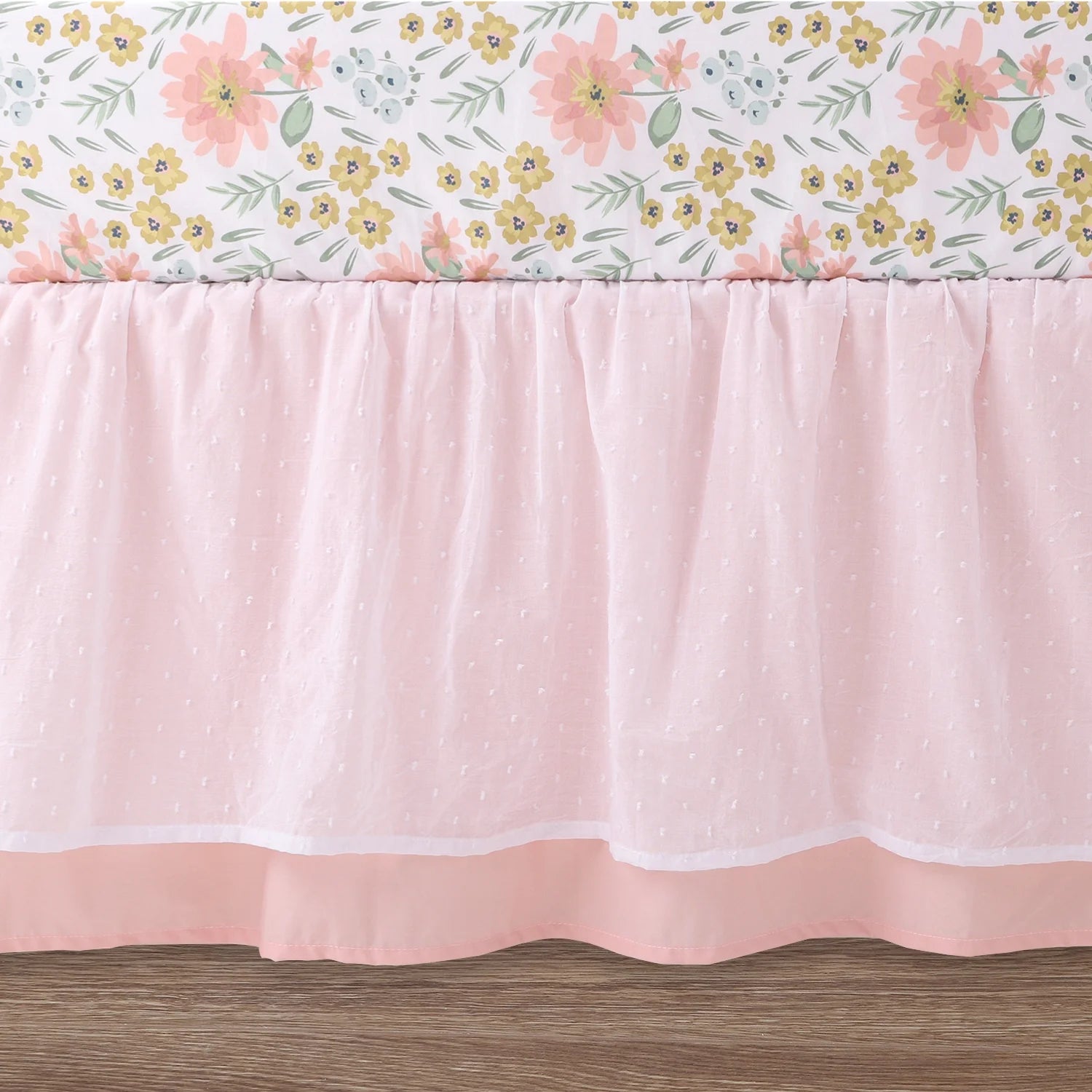 Organic Cotton Crib Bedding Set for Baby Girls, Wildflower, 4 Pieces