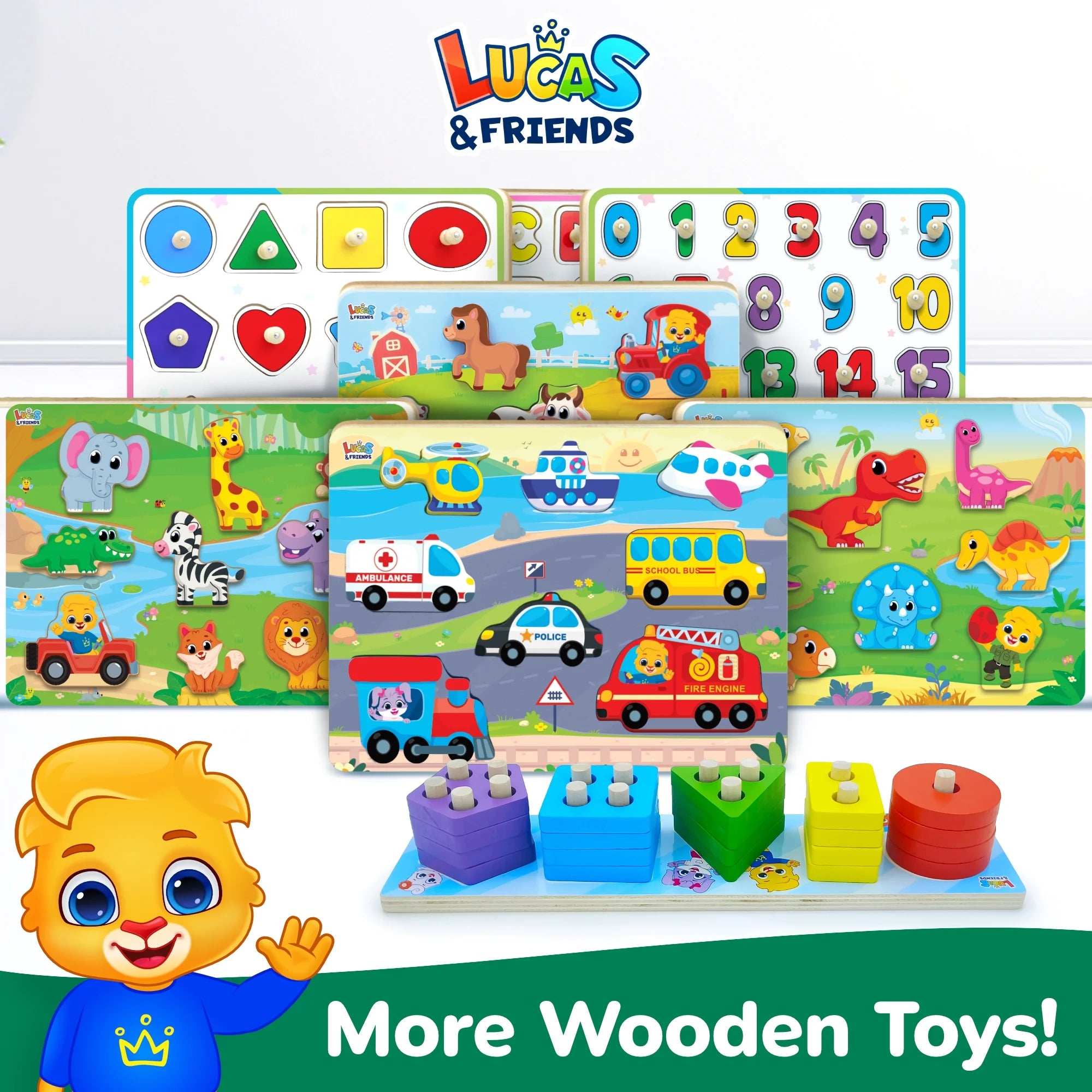 Farm Animal Toys for Kids, Wooden Puzzle Board, Toddler and Preschool Toys