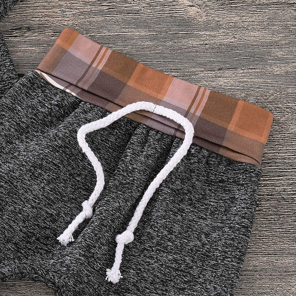 Toddler Baby Boys Clothes Infant Christmas Plaid Long Sleeve Hoodie Sweatshirt Pants Set Fall Winter Xmas Outfits