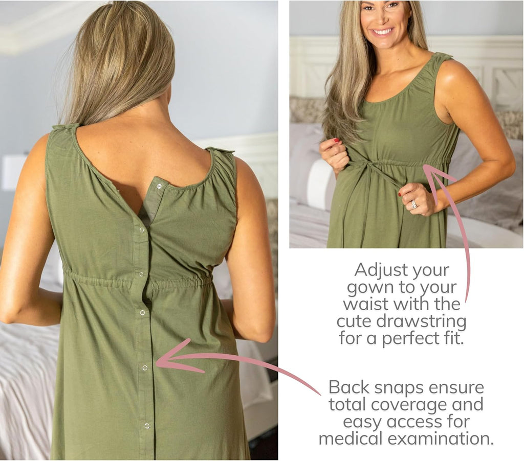 Labor and Delivery Gown for Hospital – 3-In-1 Labor/Delivery/Nursing Gown – Maternity Sleepwear
