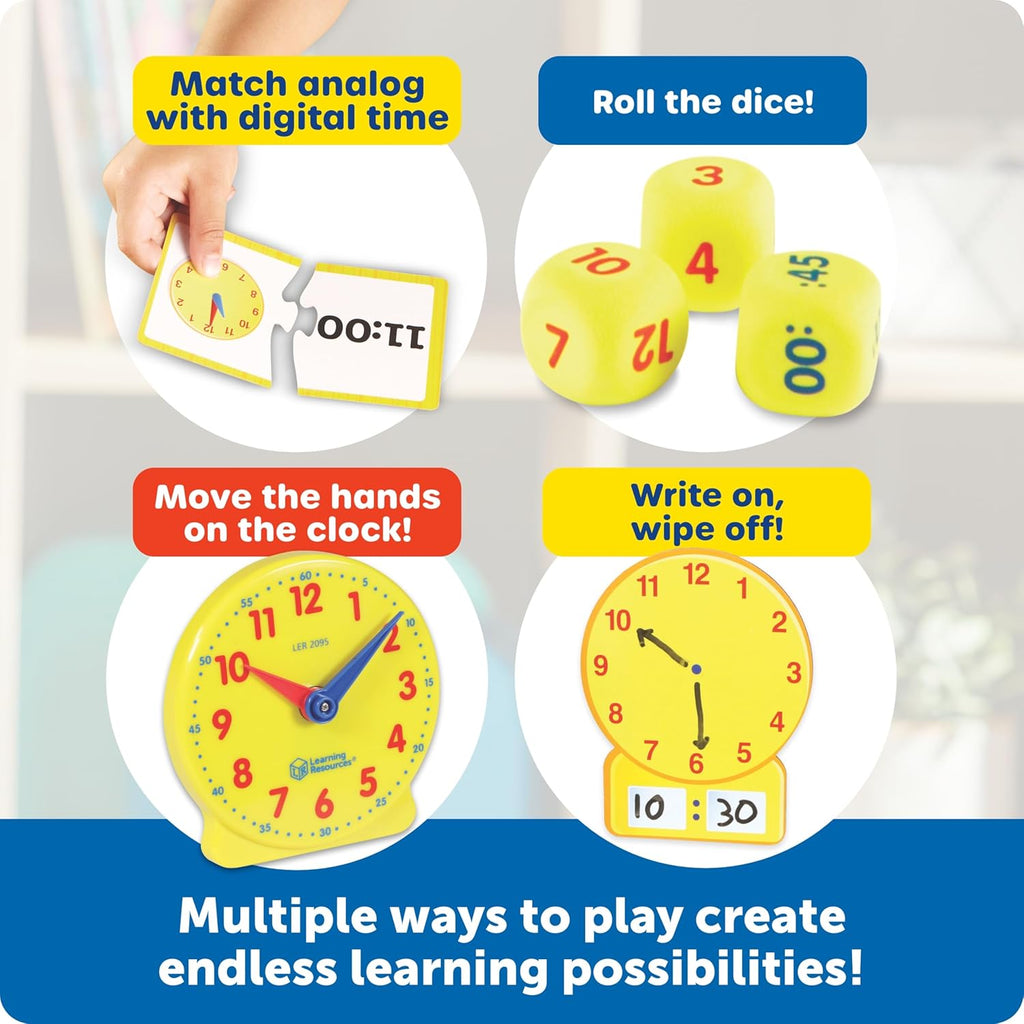 Time Activity Set - 41 Pieces, Ages 5+,Clock for Teaching Time, Telling Time, Homeschool Supplies, Montessori Clock