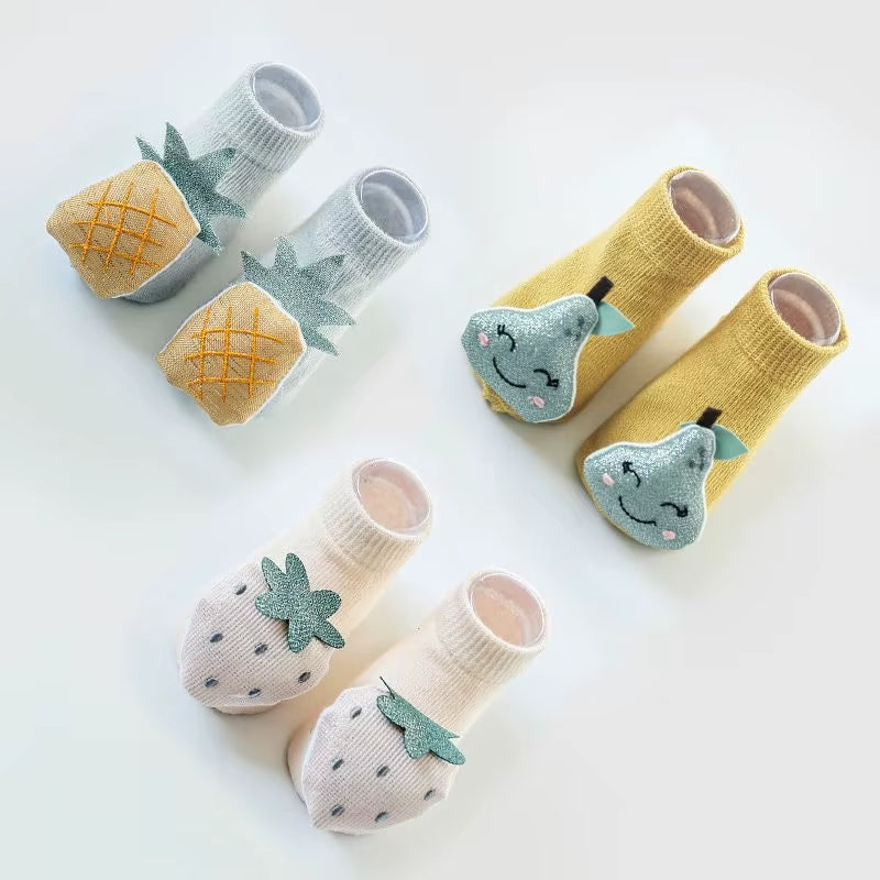 3Pairs Dinosaur Baby Socks for Girls Boys Child Anti-Slip Socks Children Infant Baby Stuff New Born Baby Items 0-3Y Floor Socks