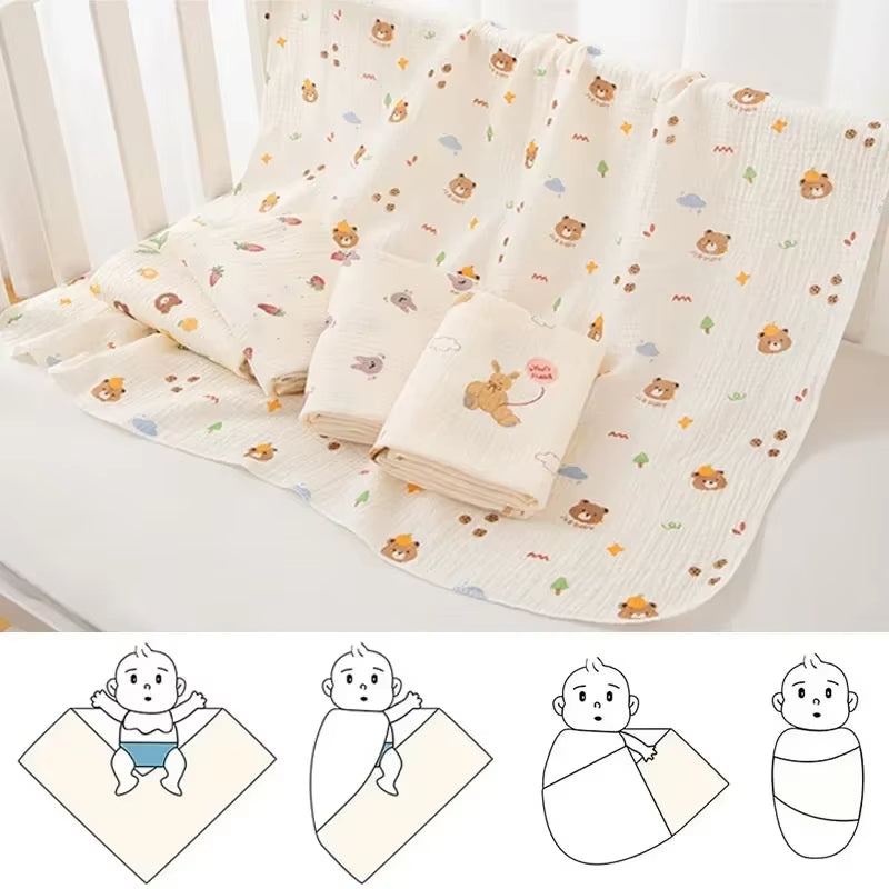 Baby Receive Blanket for Newborn Cotton Muslin Cover Swaddle Blanket Bedding Infant Bath Towel Baby Items Mother Kids Stuff 80Cm