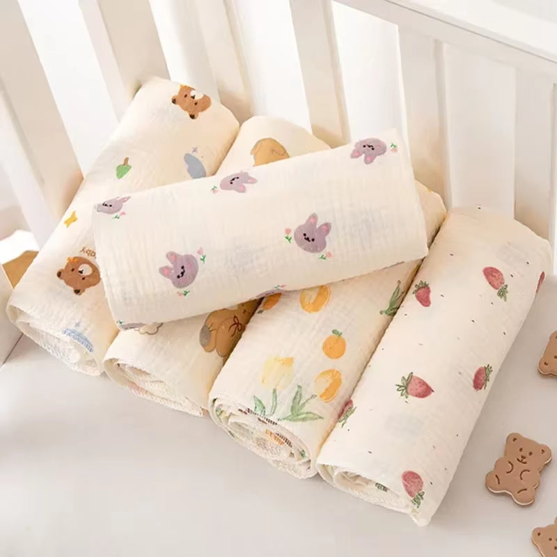 Baby Receive Blanket for Newborn Cotton Muslin Cover Swaddle Blanket Bedding Infant Bath Towel Baby Items Mother Kids Stuff 80Cm