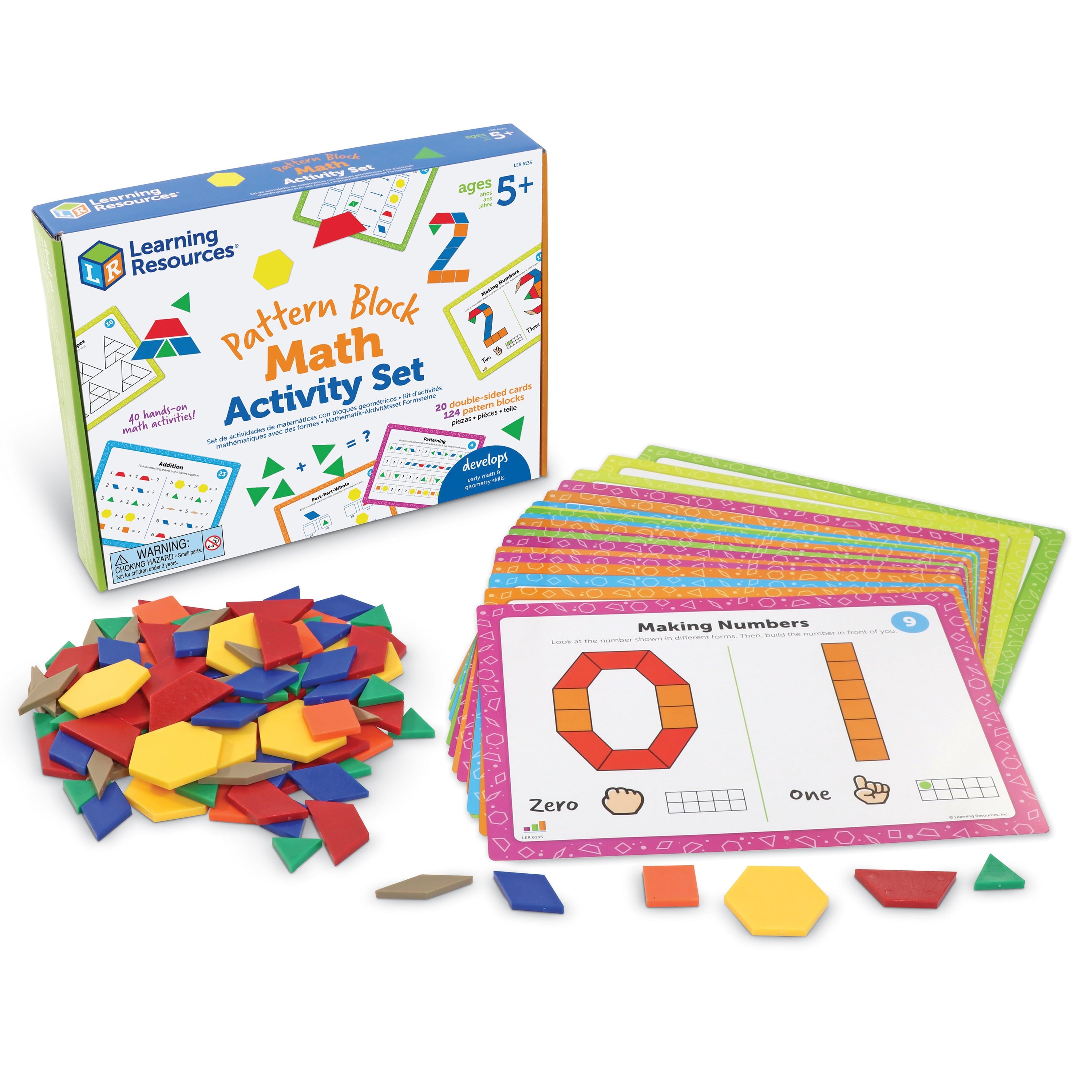 Pattern Block Math Activity Set - 144 Pieces, Math Activities for Boys and Girls Ages 5+