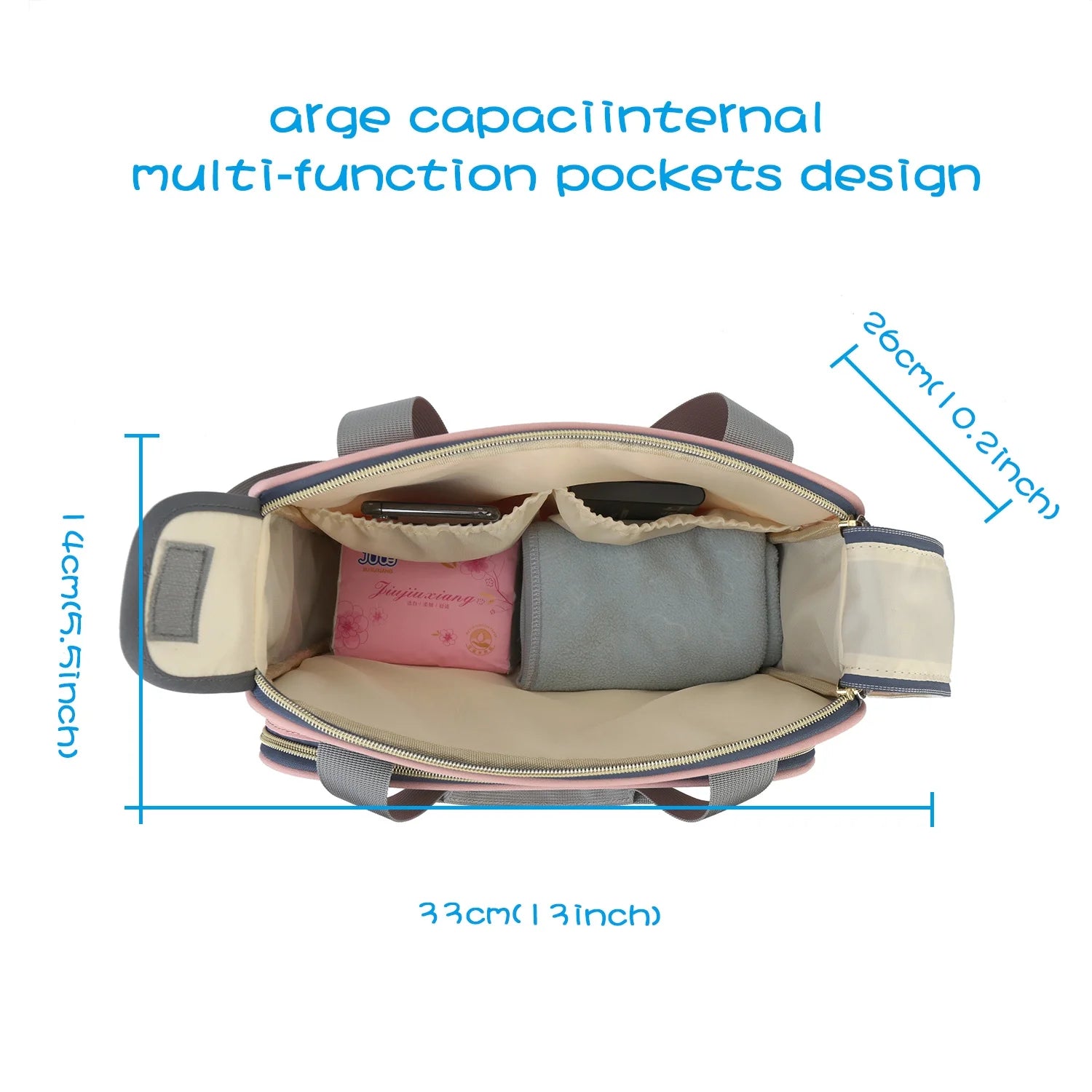 Small Diaper Bags, Girl Pink Tote Bag with Durable and Fashionable Fabric, Women Changing Bags Fit for All Essential Items for Baby Shows Gifts