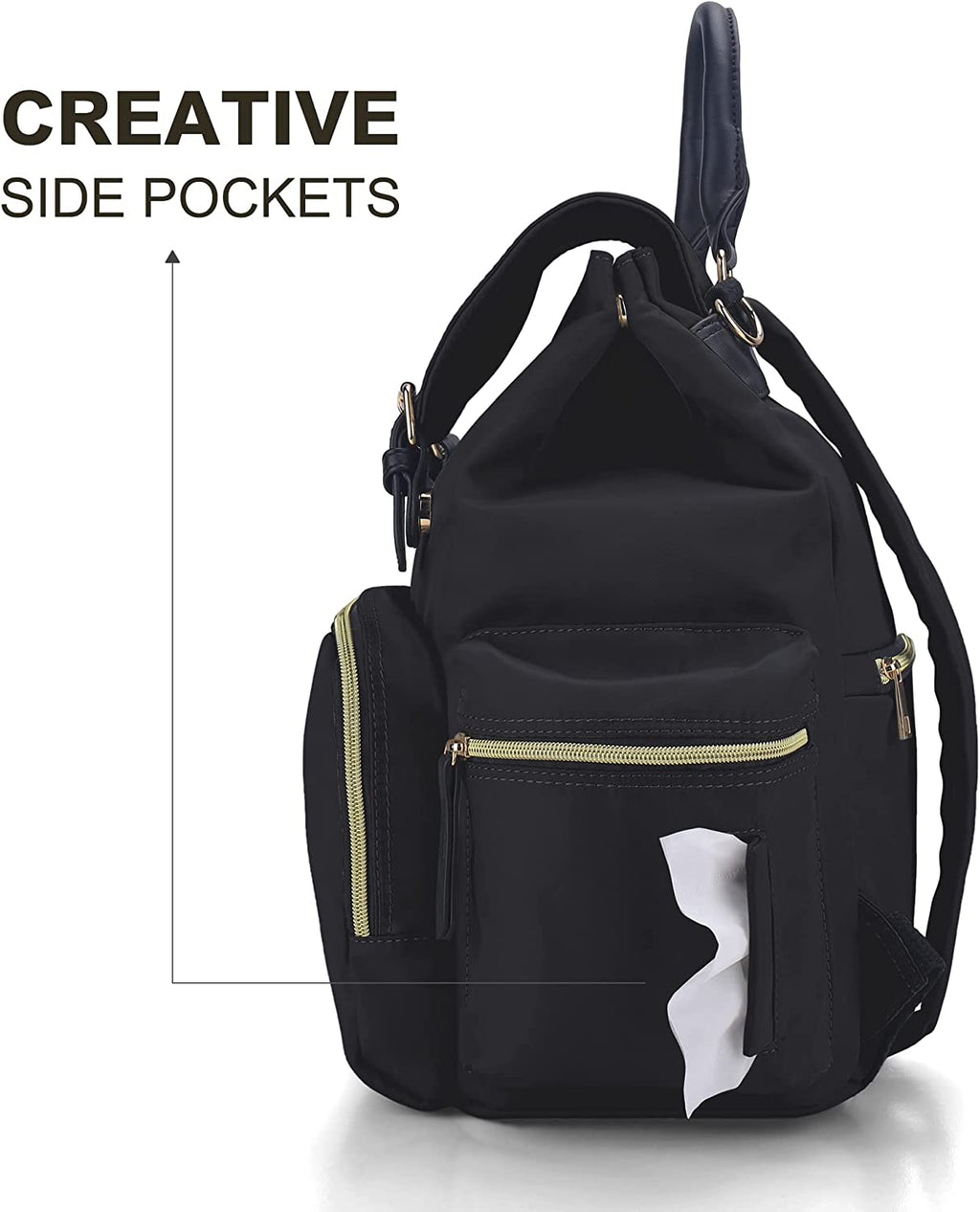 Diaper Bag Backpack: Multifunctional Stylish Travel Baby Bag with Crossbody Strap