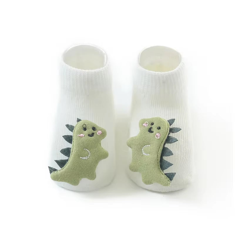 3Pairs Dinosaur Baby Socks for Girls Boys Child Anti-Slip Socks Children Infant Baby Stuff New Born Baby Items 0-3Y Floor Socks