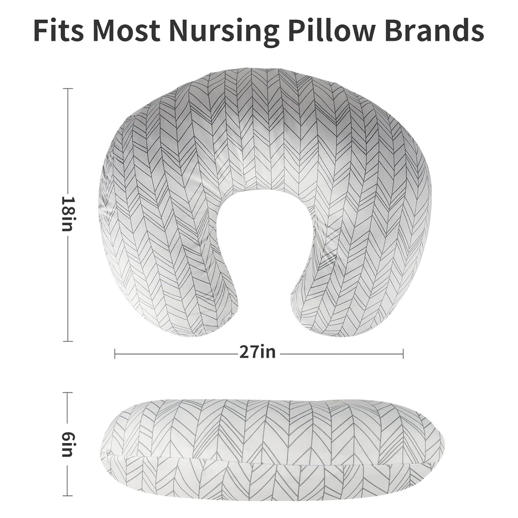 Nursing Pillow Cover 2 Pack Nursing Pillow Slipcovers for Breastfeeding Moms, Ultra-Soft Fit Standard Infant Nursing Pillows & Positioners for Baby Boy Girl