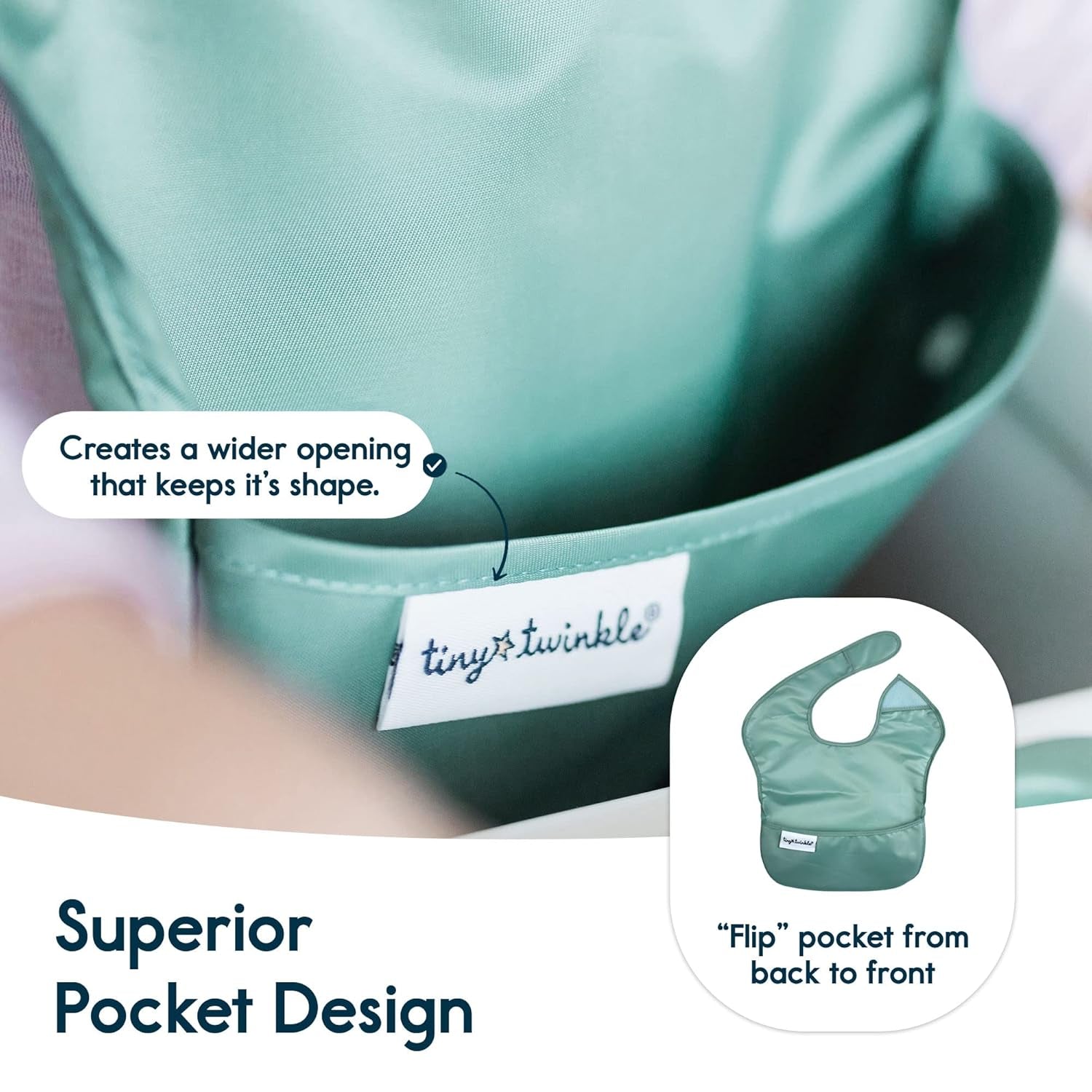 Mess Proof Baby Bibs for Eating – Waterproof, Wipeable Toddler Bibs with Pocket – Baby Food Bibs for Girls & Boys(3 Pack,Slate, Olive)