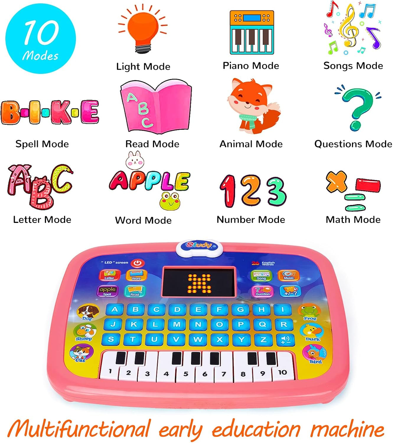 Gift for 2 3 4 Year Old Girl Toddler, Kids Educational Tablet Toys for Girls Age 1 2 3 Kid Birthday Gift for 12 24 36 Months Baby Preschool Learning Computer Toy for 2-5 Year Old Boys Girls Kids