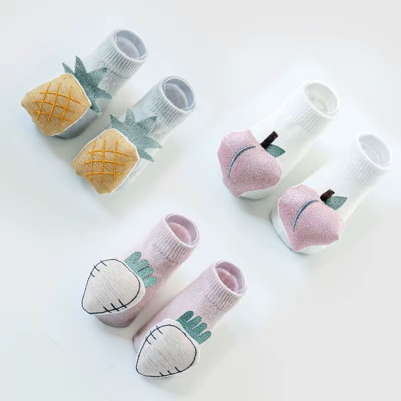 3Pairs Dinosaur Baby Socks for Girls Boys Child Anti-Slip Socks Children Infant Baby Stuff New Born Baby Items 0-3Y Floor Socks