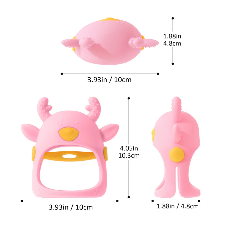 1PC Silicone Baby Teether Cartoon Deer Shape Teethering Toys Cute Baby Toys Soft Baby Care Utensils Anti-Eating Baby Items