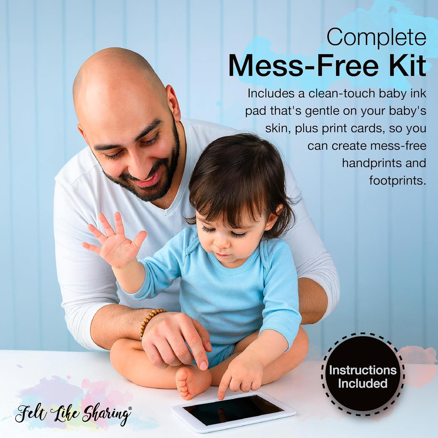 My Tiny Prints Baby Handprint & Footprint Kit – Gray Photo Keepsake Frame with Ink Pad for Newborn Hand and Foot Prints – Sentimental Holiday Decor for Keep Memories (17” L X 9.5” H)