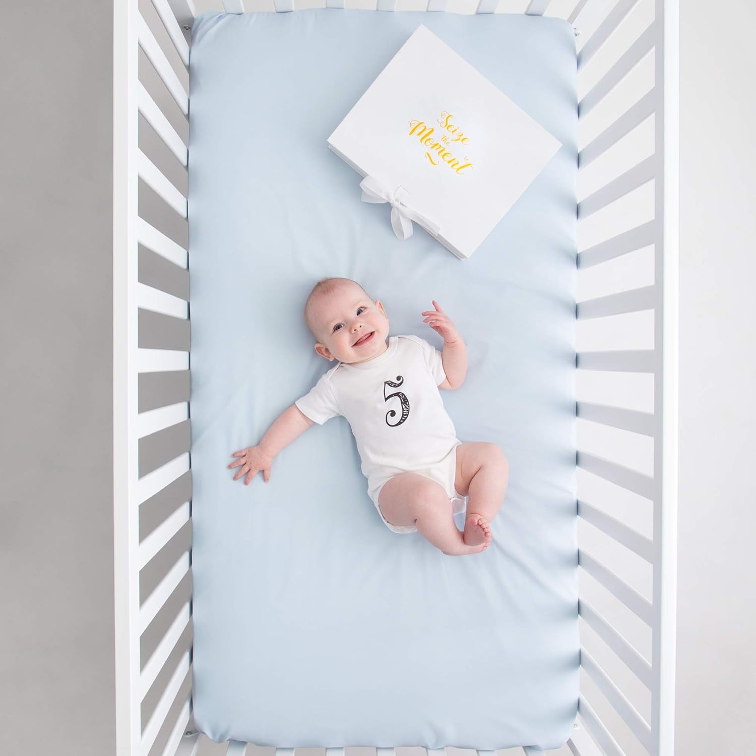 - Seize the Moment Baby Milestone Onesies, 1 through 12 Bodysuit Set with Numbers, Newborn Essentials