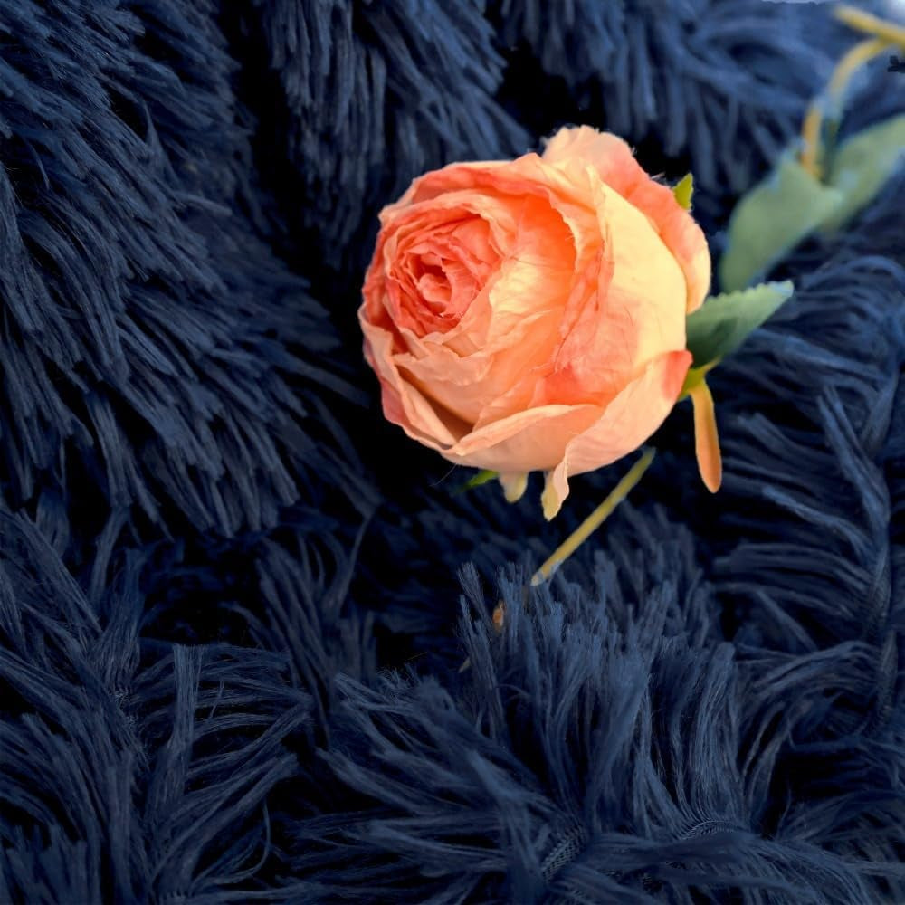 Ultra Soft Plush Blanket – Luxurious Furry Throw for Bed, Sofa, or Couch – Cozy & Warm Fuzzy Fur Design – Perfect for Relaxing – Navy Blue (51X63 Inches)