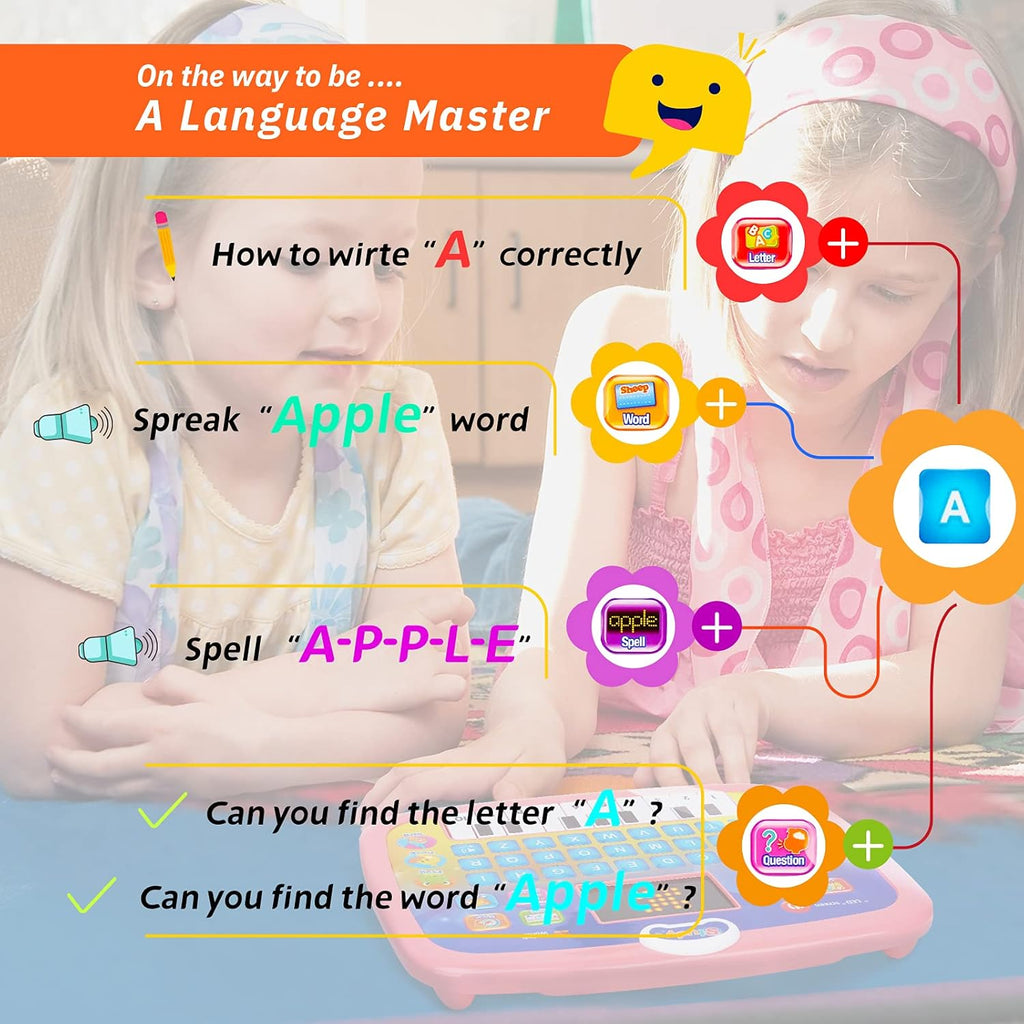 Gift for 2 3 4 Year Old Girl Toddler, Kids Educational Tablet Toys for Girls Age 1 2 3 Kid Birthday Gift for 12 24 36 Months Baby Preschool Learning Computer Toy for 2-5 Year Old Boys Girls Kids