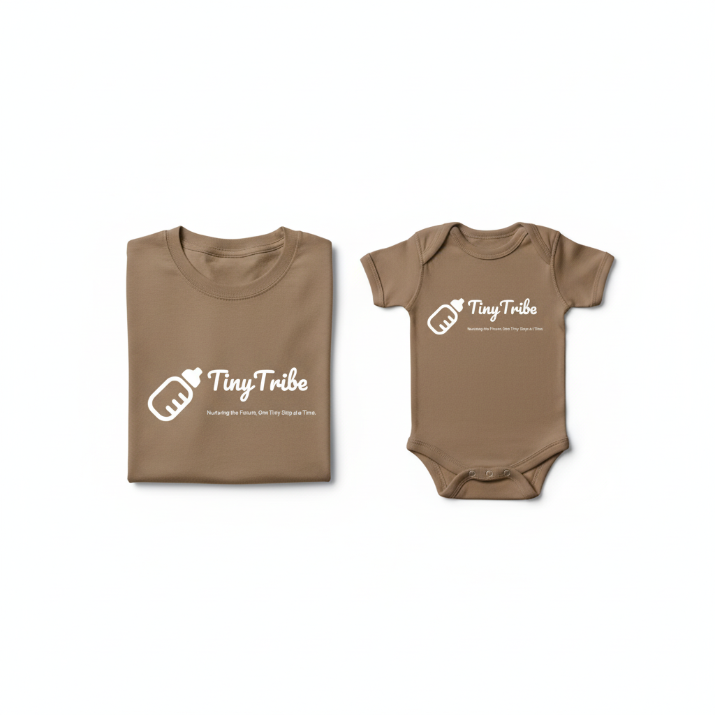 Coffee Brown Matching Family Set with White Logos