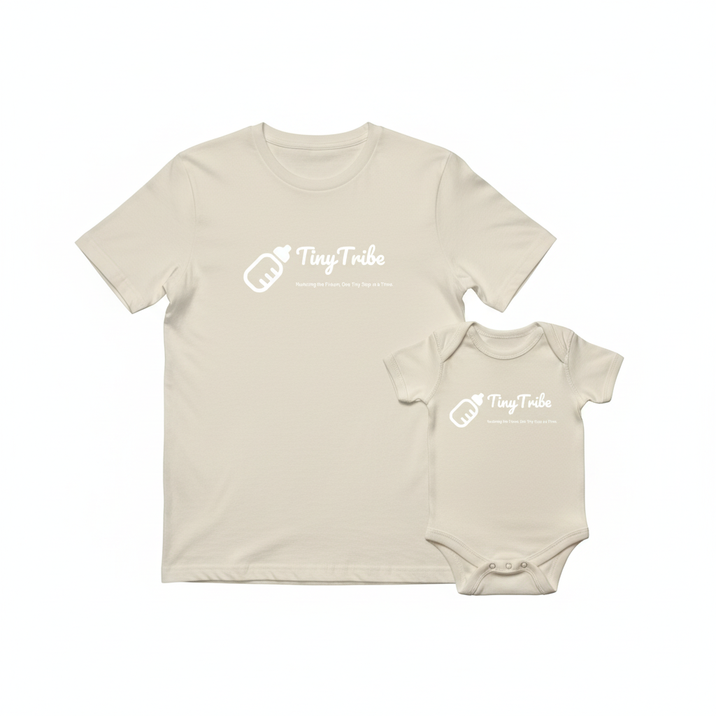 Cream Matching Family Set with White Logos