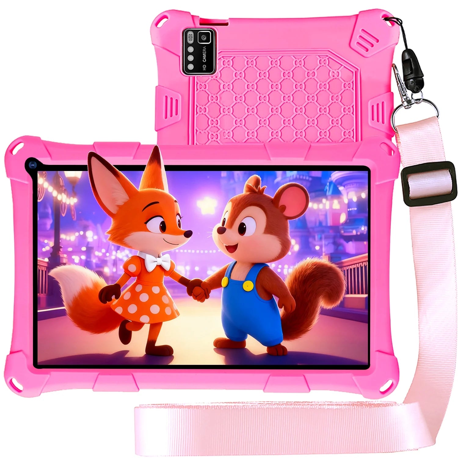 Kids Tablet, 7-Inch Kids Tablet, Android Tablet, 3+5 RAM 64GB ROM (TF CARD 256GB) Google Certified, Kids Software Pre-Installed, Wifi, Shockproof Case, Gift for Kids, (Pink)