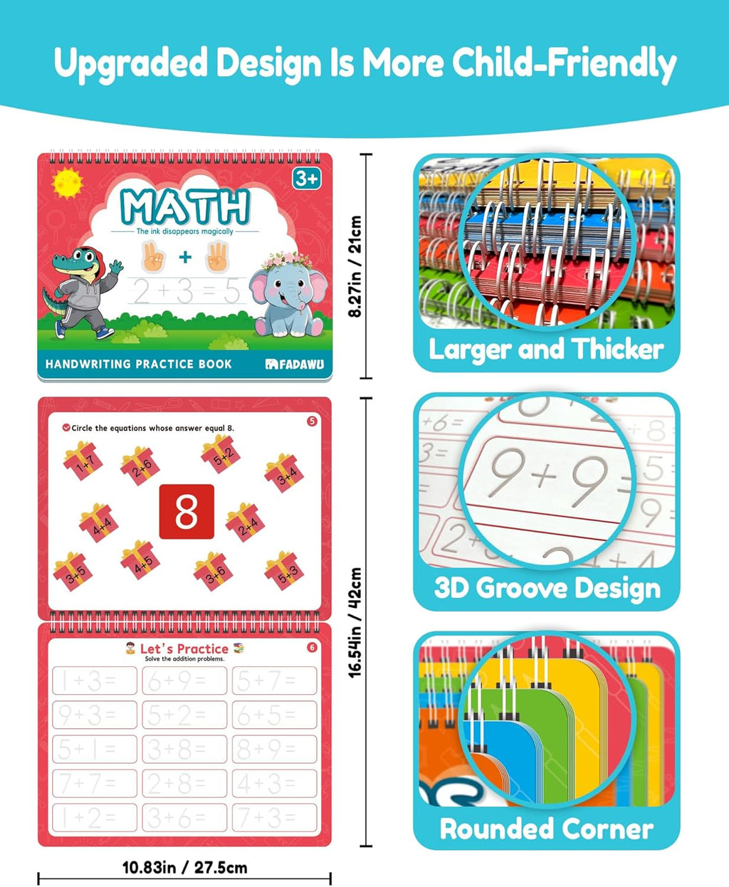 Magic Grooved Writing Practice Books for Kids, Large Grooved Handwriting Copyboo