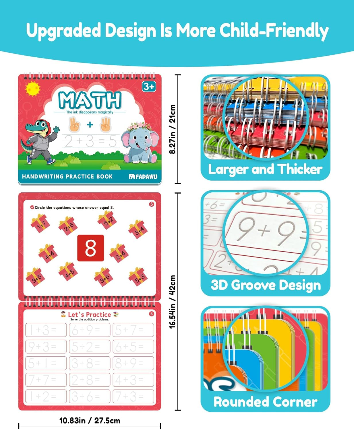 Magic Grooved Writing Practice Books for Kids, Large Grooved Handwriting Copyboo