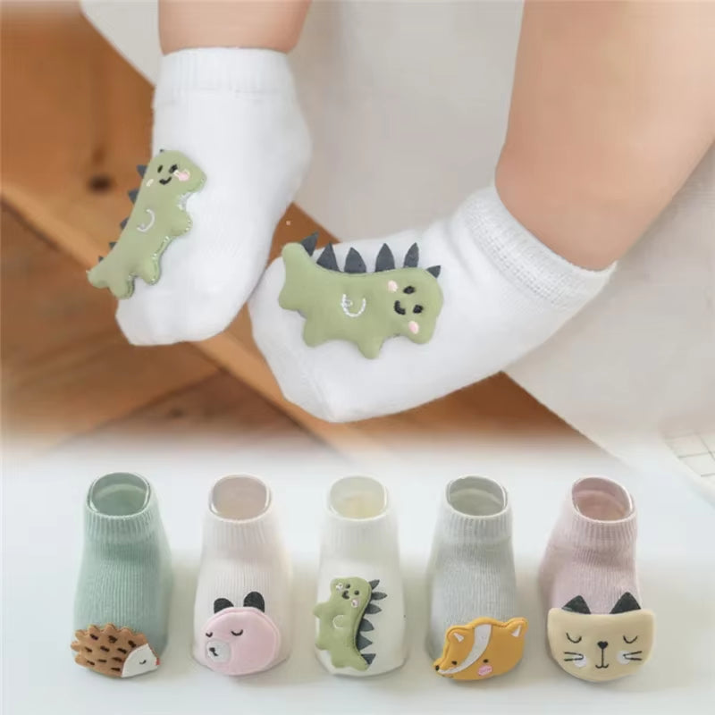 3Pairs Dinosaur Baby Socks for Girls Boys Child Anti-Slip Socks Children Infant Baby Stuff New Born Baby Items 0-3Y Floor Socks