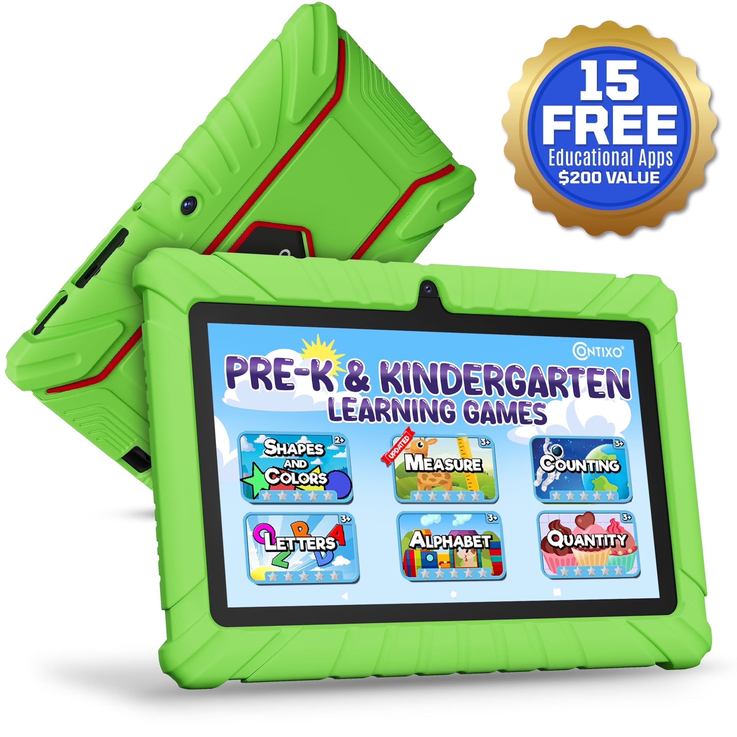 7" Kids Tablet, 2025 Model, Ages 3-7,  Academy, Kid-Proof Case, 32GB Android Tablet – Green