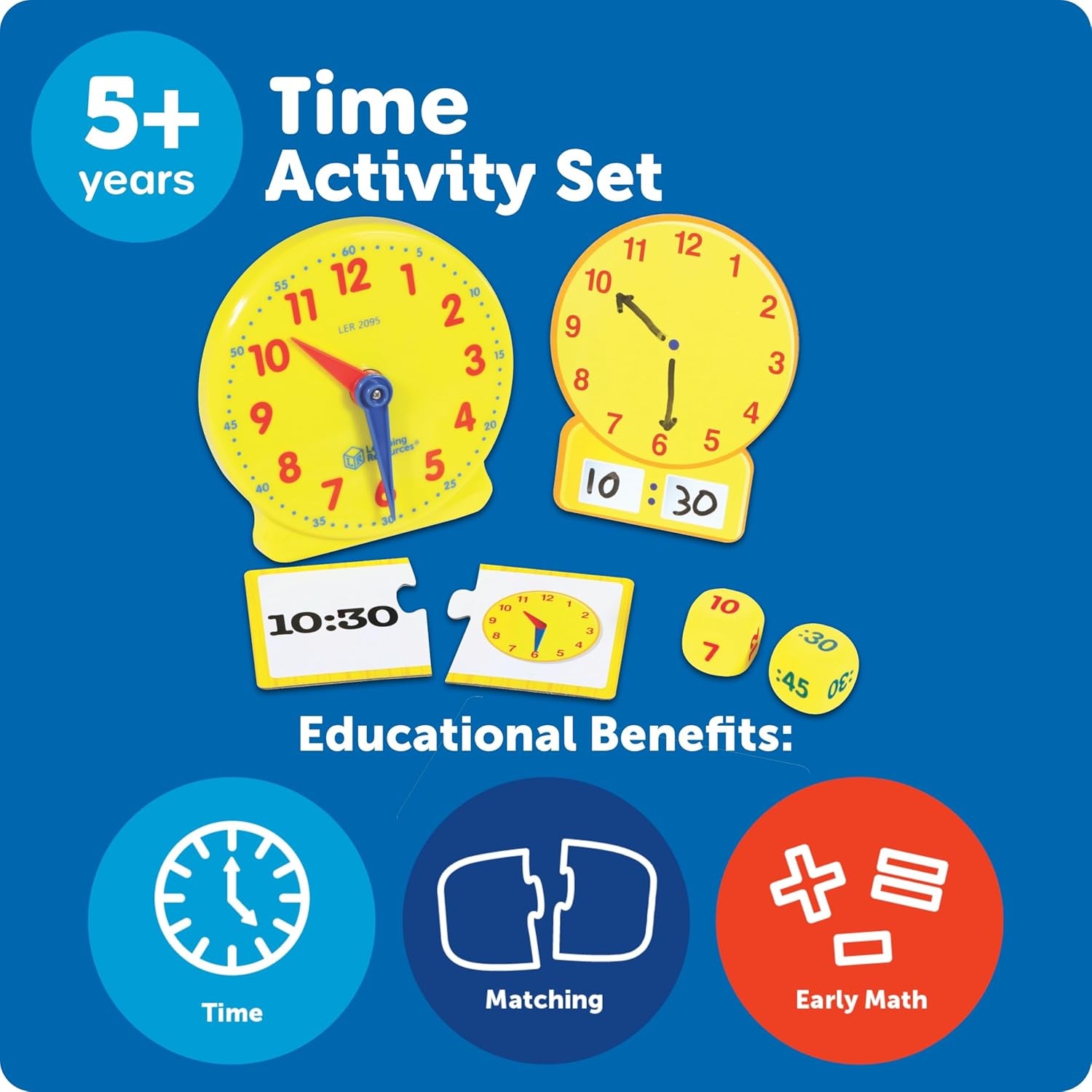 Time Activity Set - 41 Pieces, Ages 5+,Clock for Teaching Time, Telling Time, Homeschool Supplies, Montessori Clock