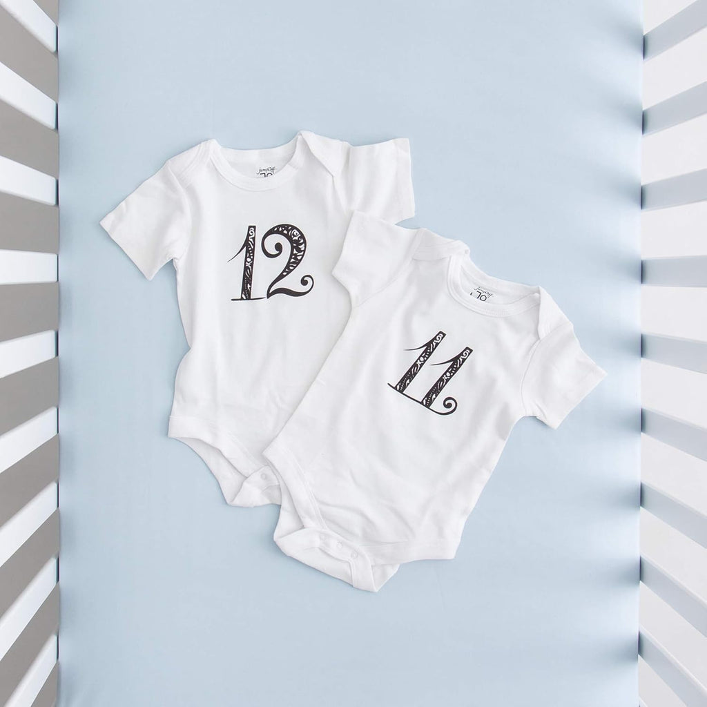 - Seize the Moment Baby Milestone Onesies, 1 through 12 Bodysuit Set with Numbers, Newborn Essentials