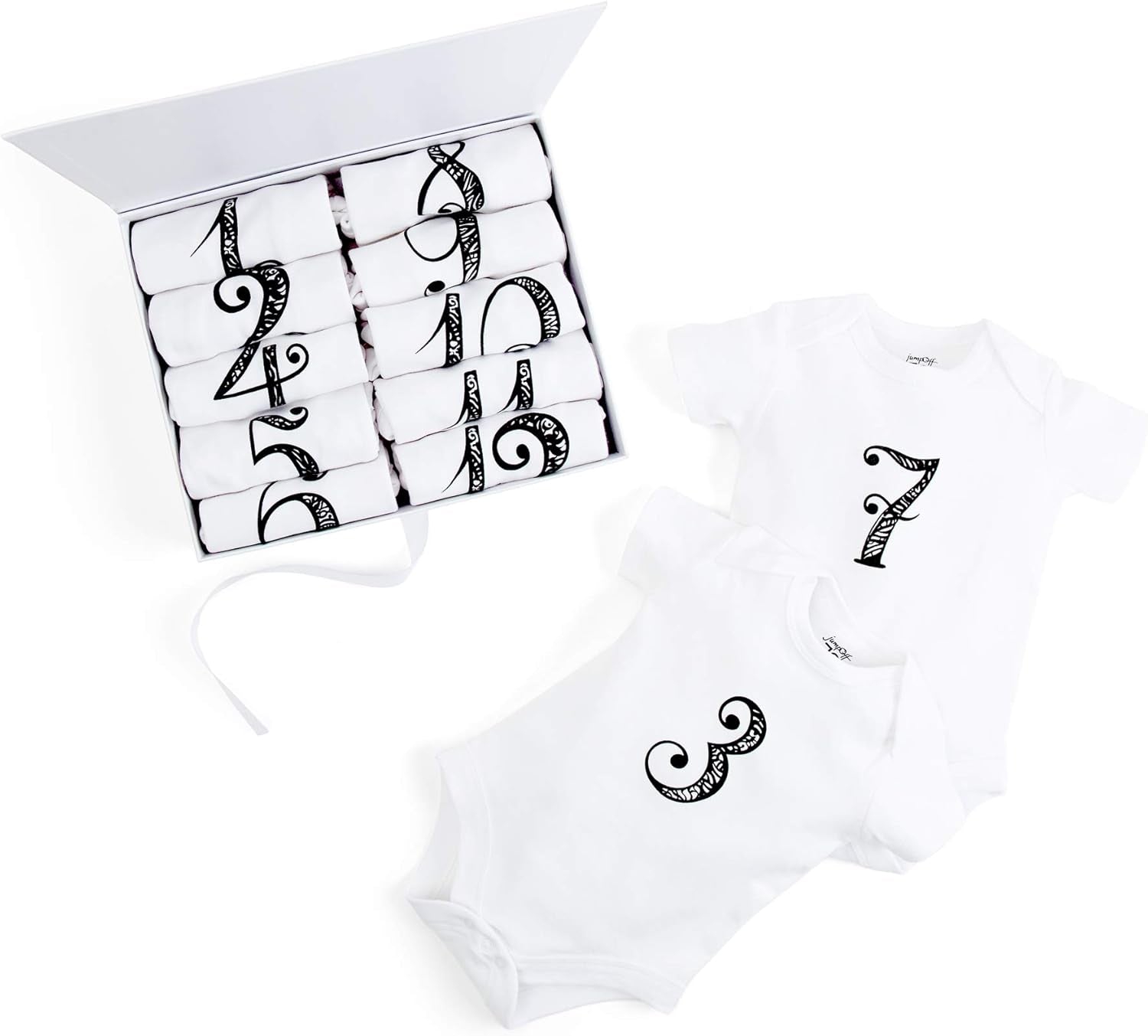 - Seize the Moment Baby Milestone Onesies, 1 through 12 Bodysuit Set with Numbers, Newborn Essentials