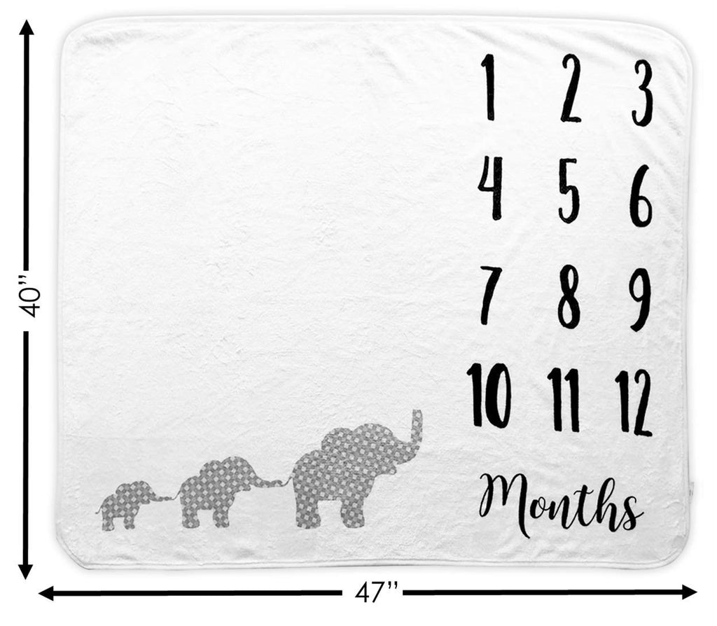 Baby Monthly Milestone Blanket | Includes Bib and Picture Frame | 1 to 12 Months | 100% Organic Fleece Extra Soft | Best Baby Shower Gift | Photography Backdrop Photo Prop for Newborn Boy & Girl